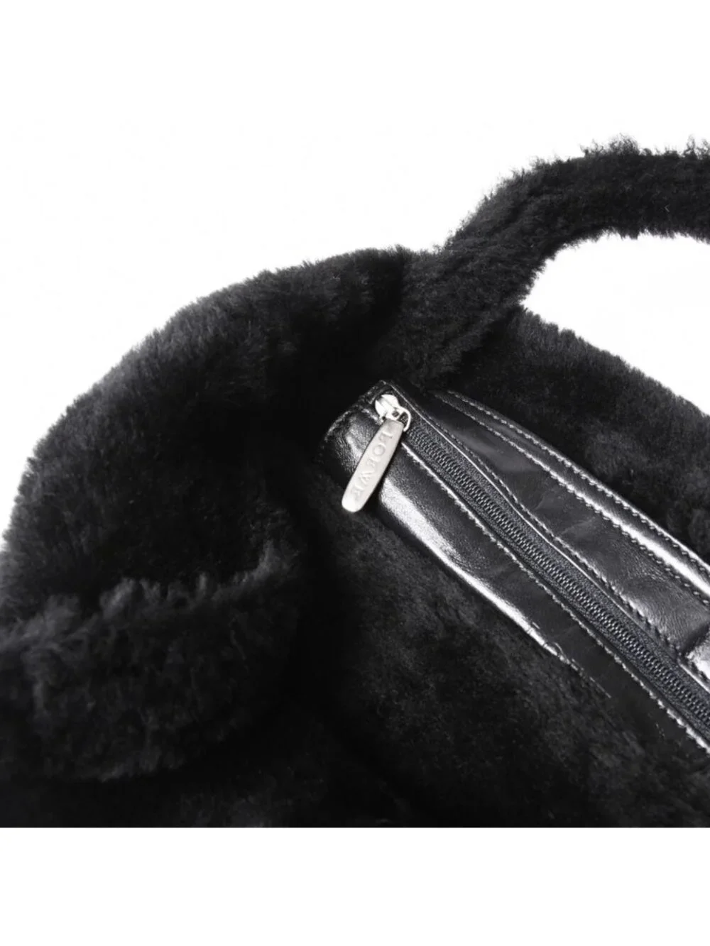 Loewe Handbag Anagram Black Shearling Leather Silver